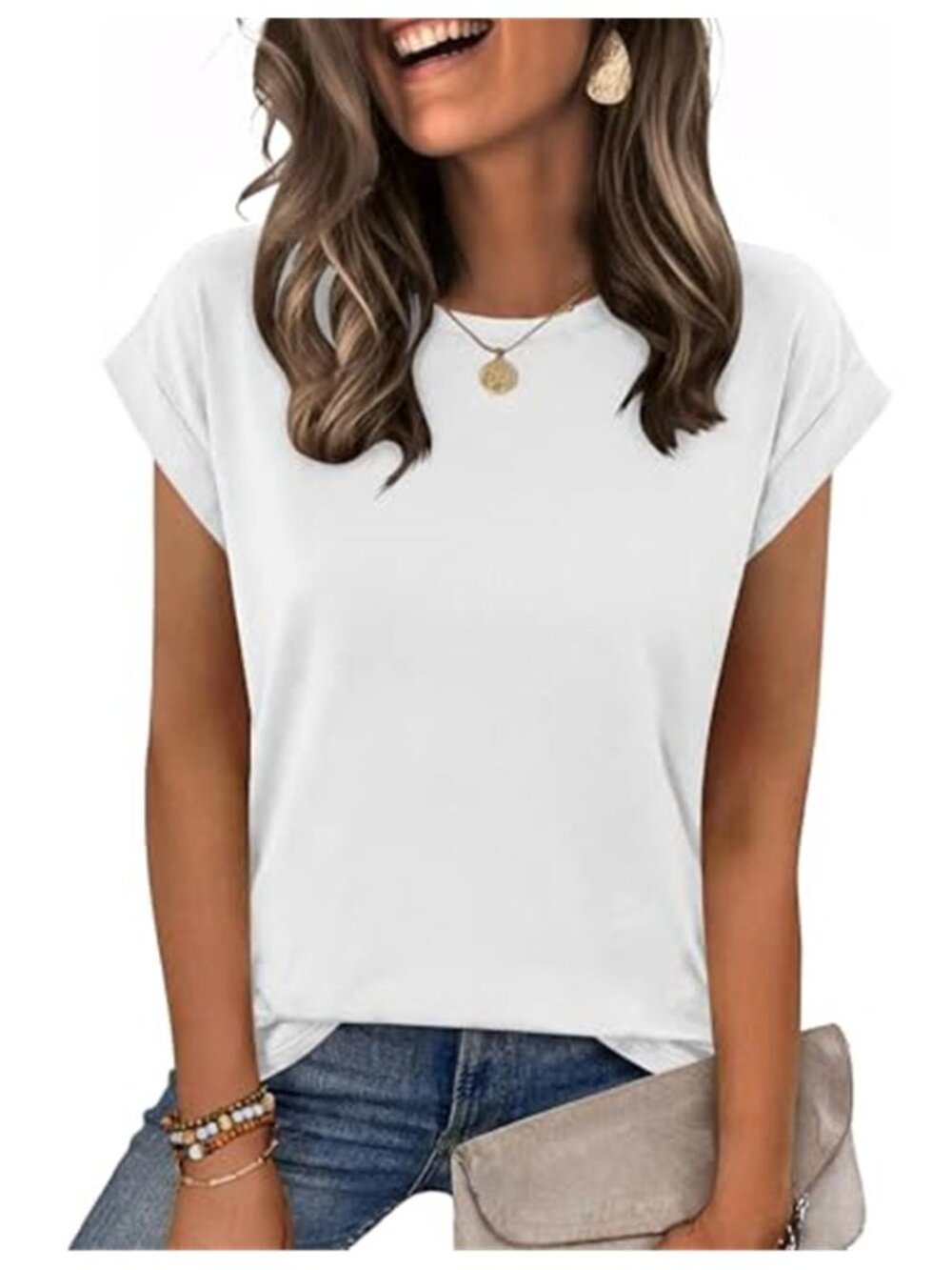 Women's Cap Sleeve Blouse Summer Business Casual Top Dressy Office T-Shirt